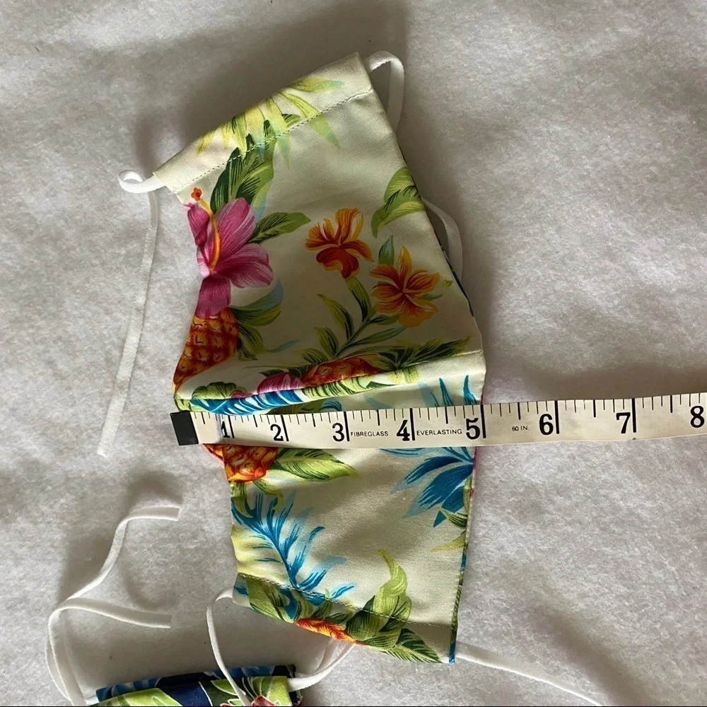 Set of 2 Aloha Print Cloth Cotton Face Masks Flora